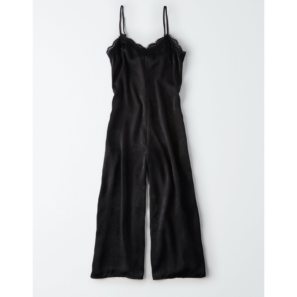 NWOT Dee Elly Black Lace Trim Jumpsuit